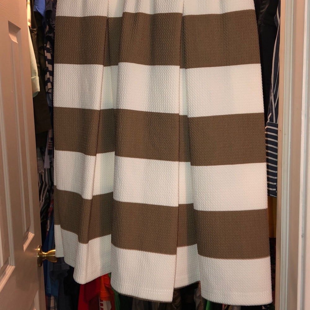 Brown and White Striped Spring Dress - Picture 3 of 6